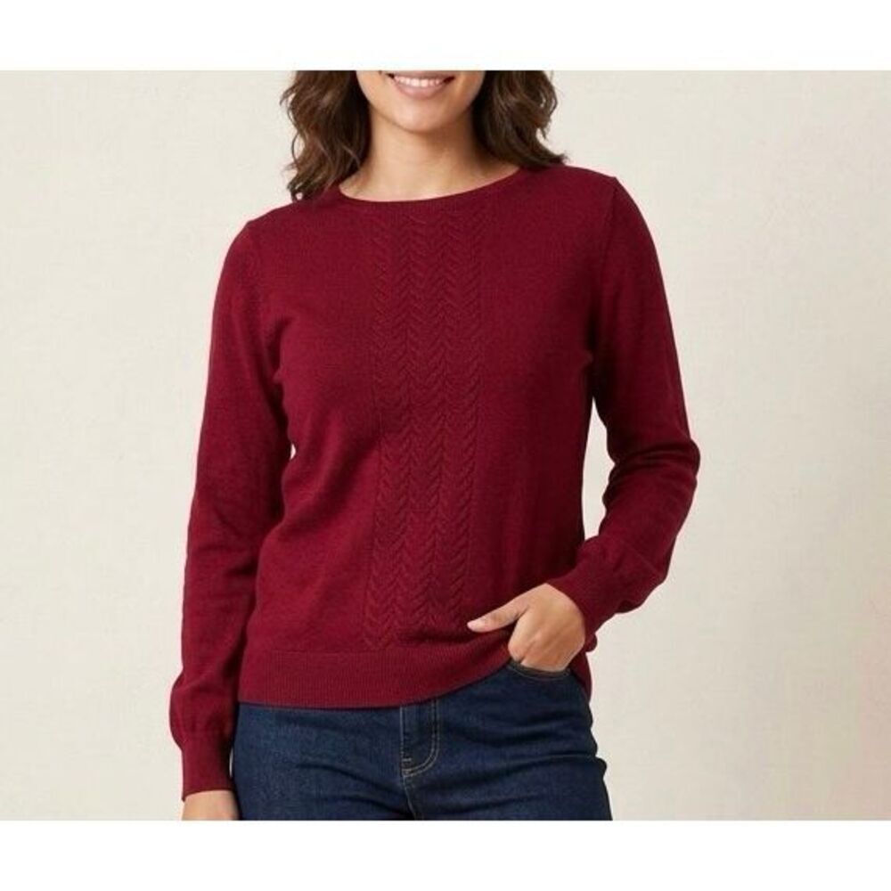 WoolOvers Sweater Pullover Merino Wool Crewneck Marsala Red Small